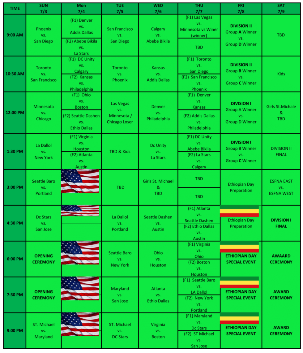 Tournament Ethiopian Sports Federation in North America